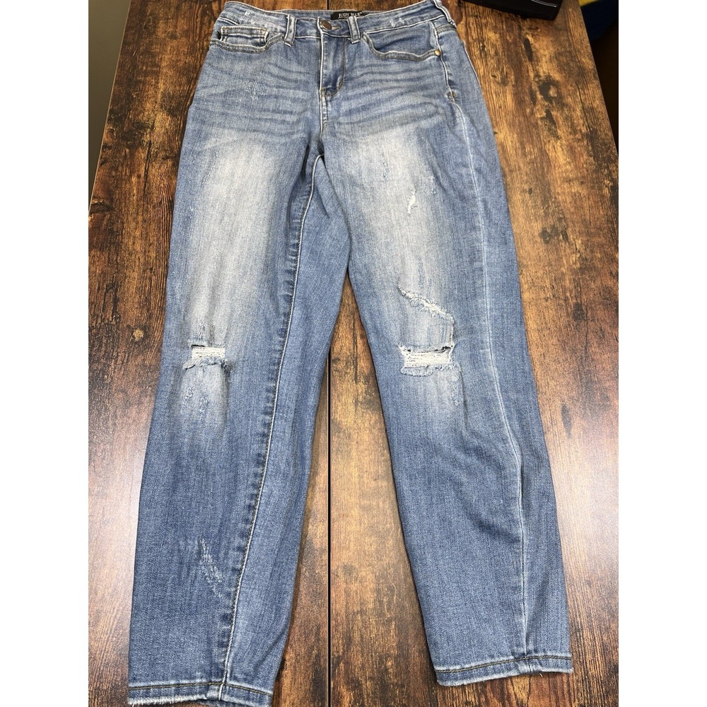 JUDY BLUE Jeans Women's Size 7/28 Blue Relaxed Fit Medium Wash Denim Distressed